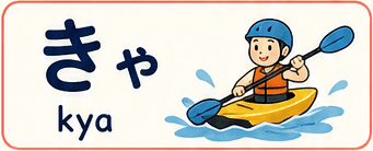 Mnemonic hiragana きゃ: kayak