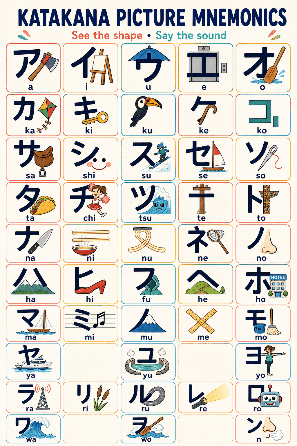Complete Katakana chart