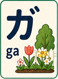 Mnemonic katakana ガ: Kebun garden